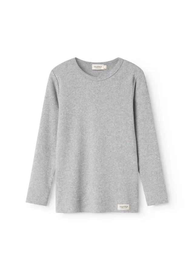 MarMar Plain Tee LS t-shirt Light Grey Melange modal