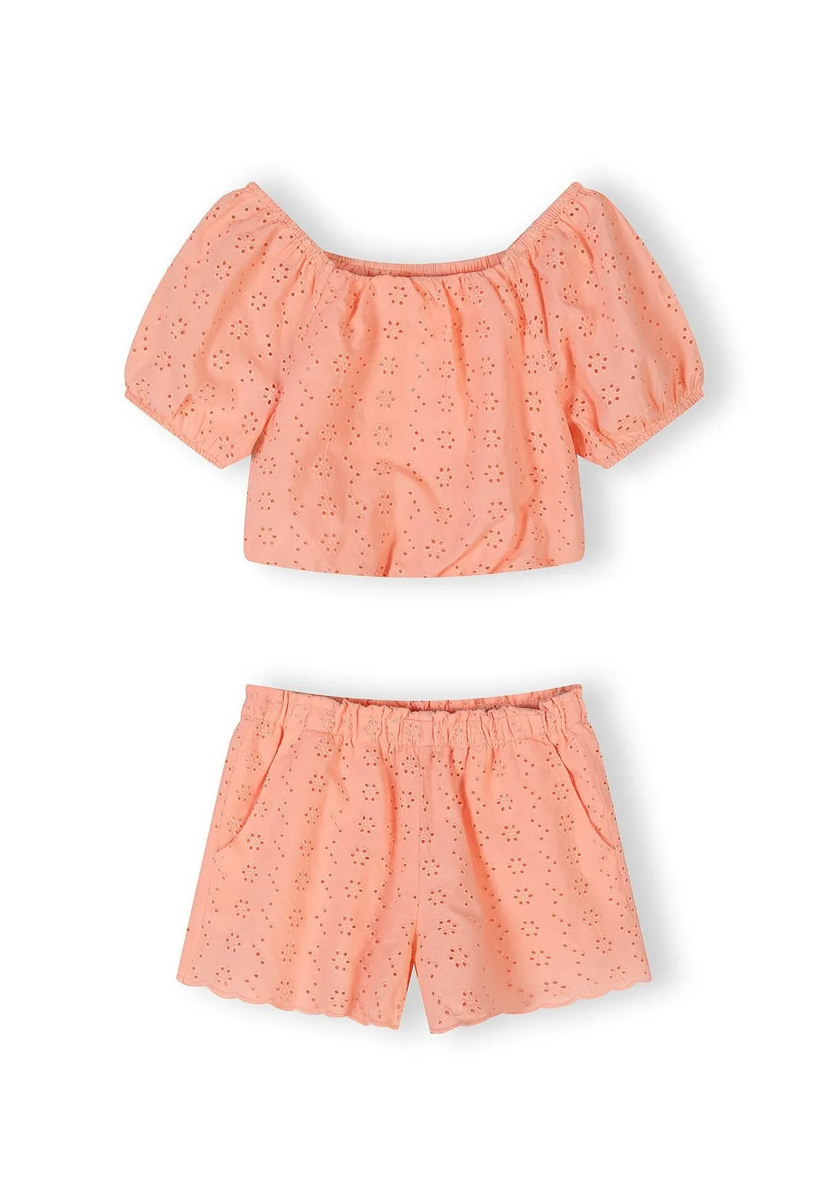 Minoti Top Shorts sæt abrikos bomuld str 104-172