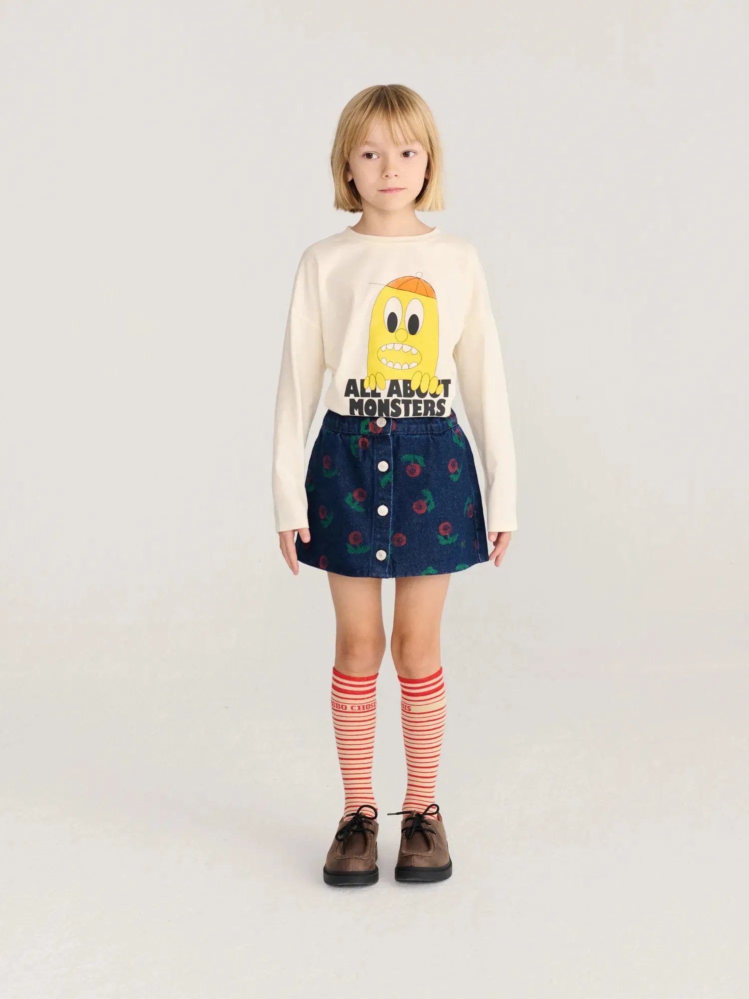 Bobo Choses Stamp Bloom denimnederdel 2-3Y