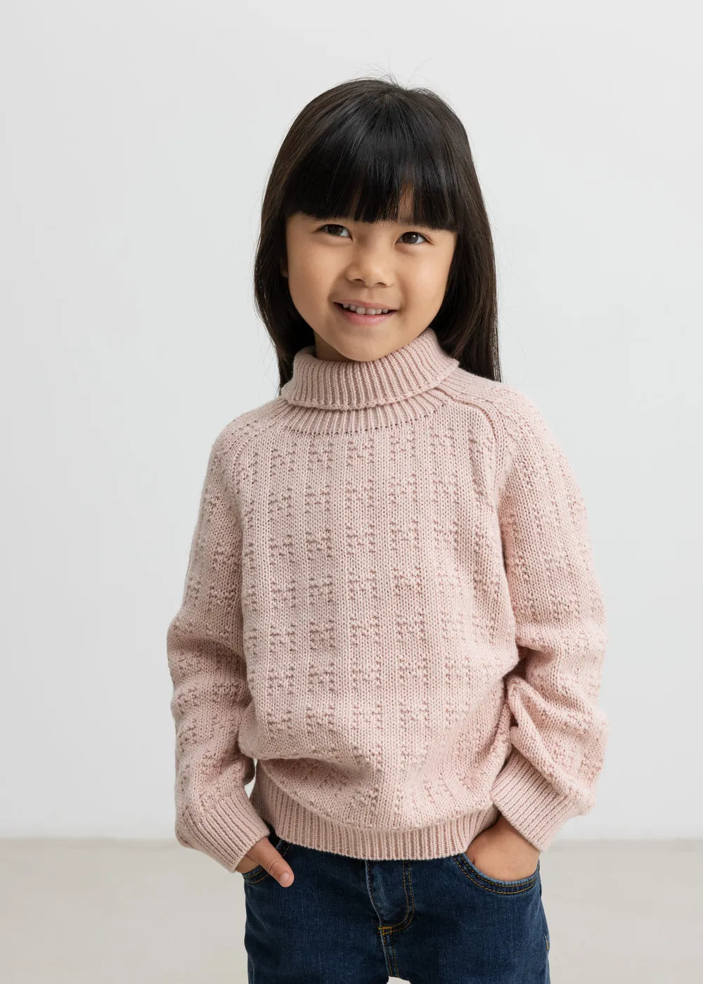 MarMar Talmi Strikbluse Cream Taupe chunky rullekrave