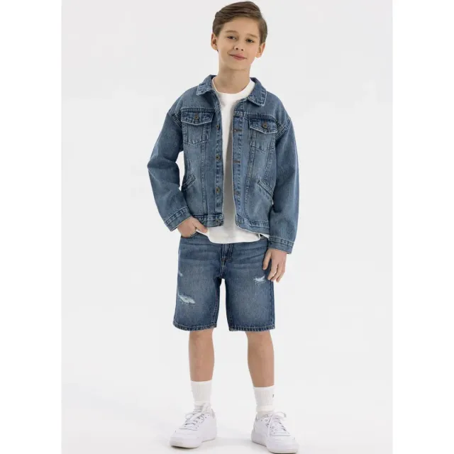 Minoti 42367 denimjakke blå til drenge bomuld