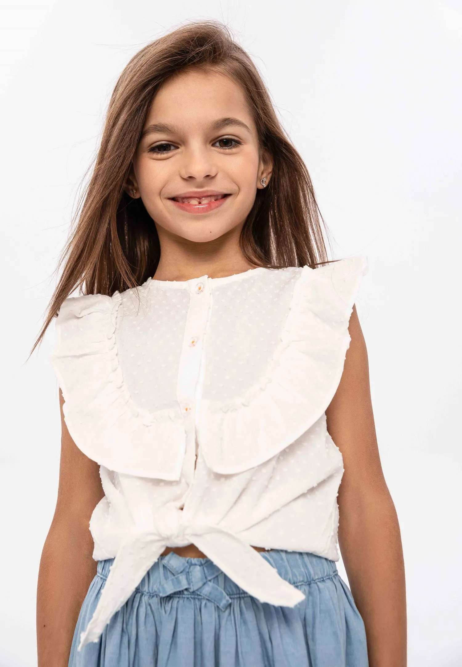 Minoti 38197 top hvid broderi til pige