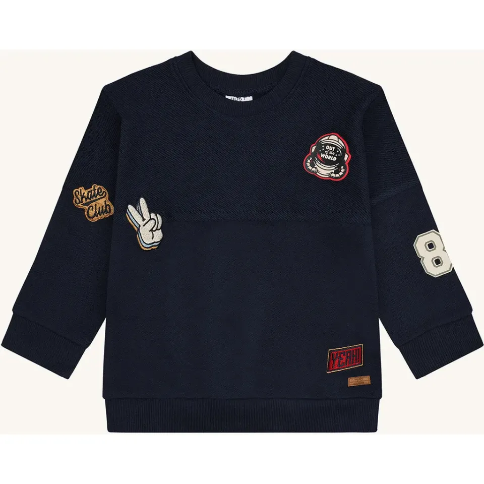 Hust & Claire HCSejer Cross Terry sweatshirt More Navy økologisk bomuld