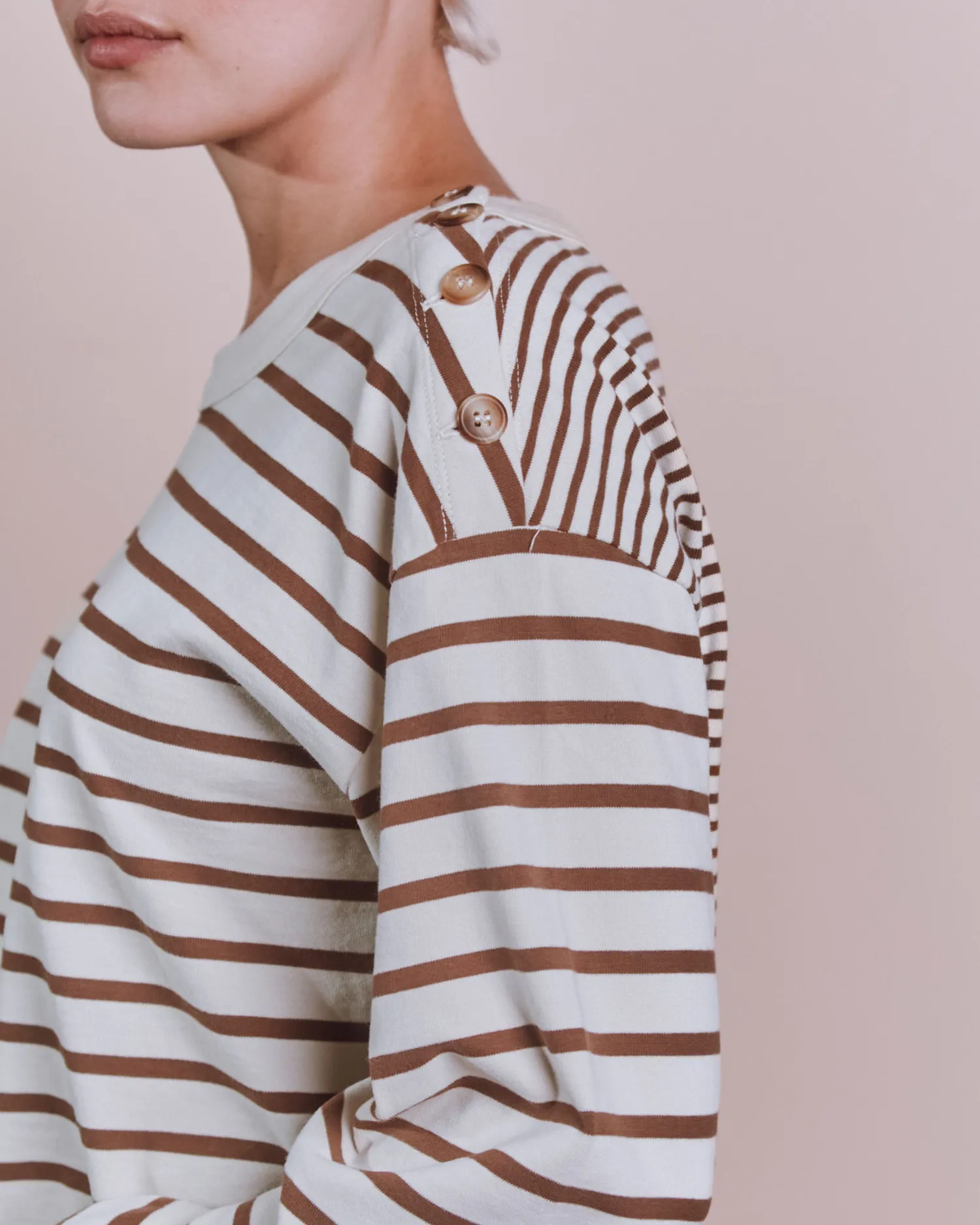Emile et Ida Rayé sweatshirt brun stribet bomuld