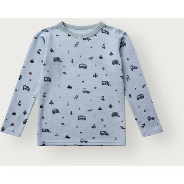 Hust & Claire Awo Camp uldbluse Baby Blue merinould