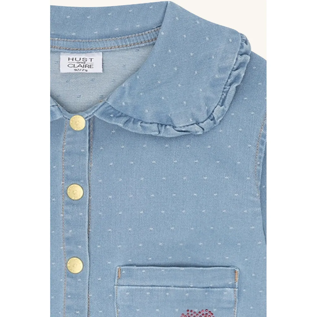 Hust & Claire Ely Dotty denim jakke blå stræk