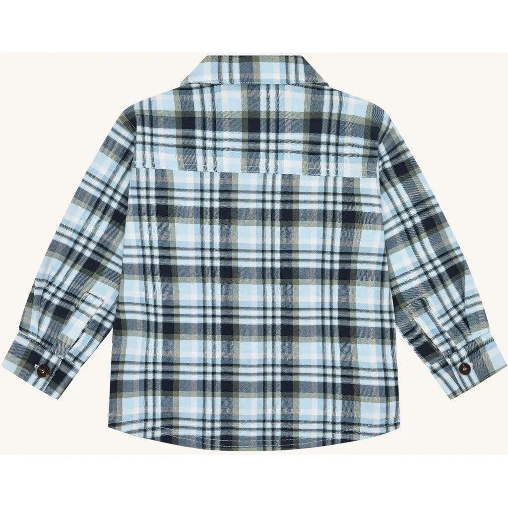 Hust & Claire Ravn Fall Check skjorte iron blue bomuld