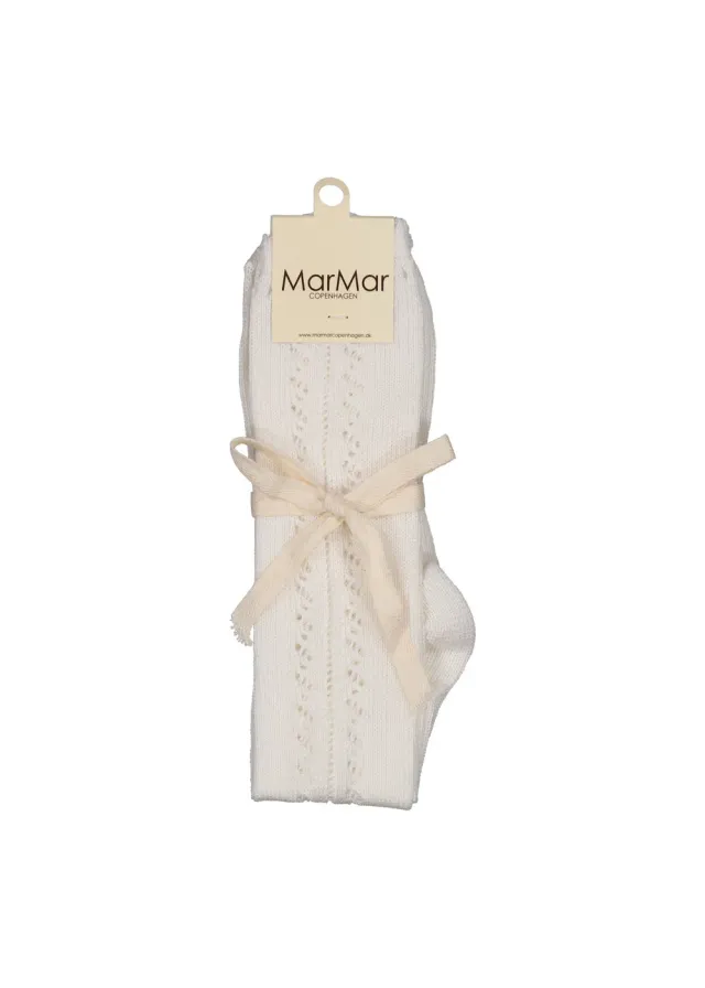 MarMar Knee Socks Pointelle knæstrømper Gentle White