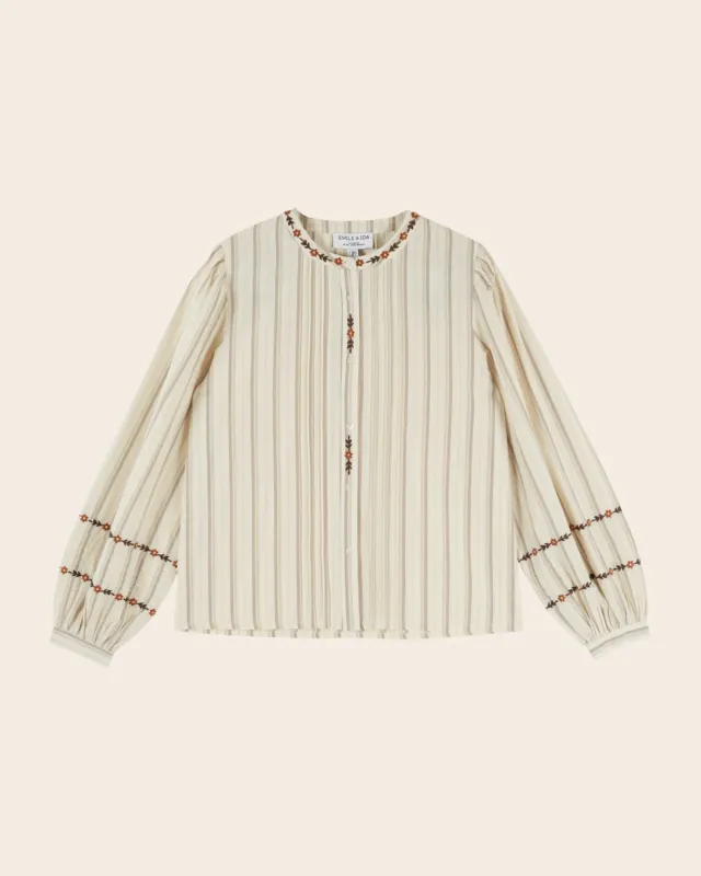 Emile et Ida Ellen bluse beige dame stribet