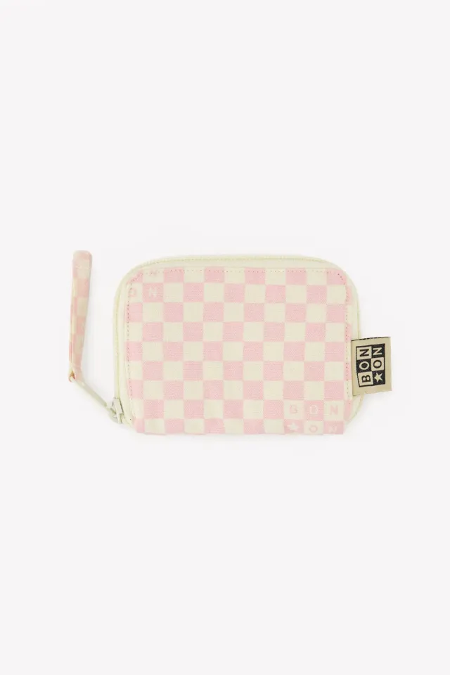 Bonton Damier lyserød pung ternet 9 cm
