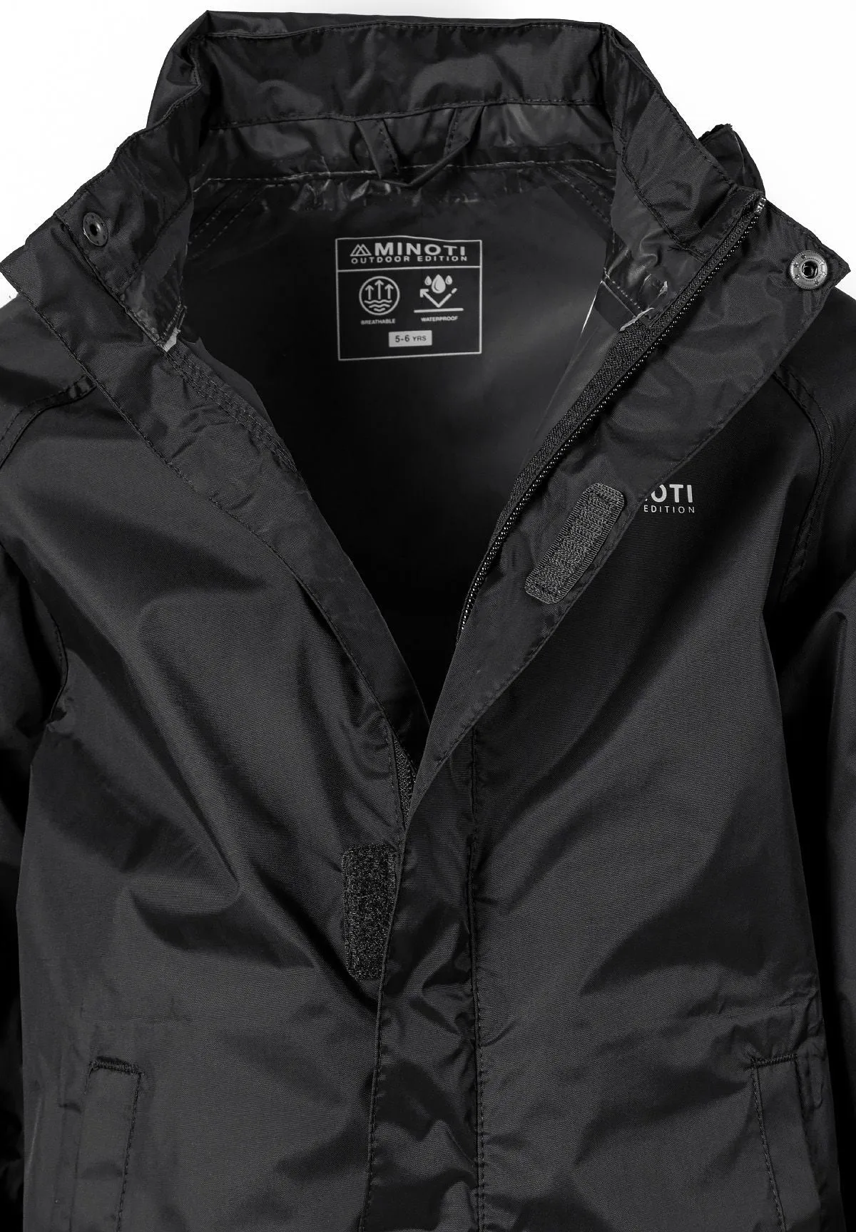 Minoti 43107 regnjakke til piger sort softshell