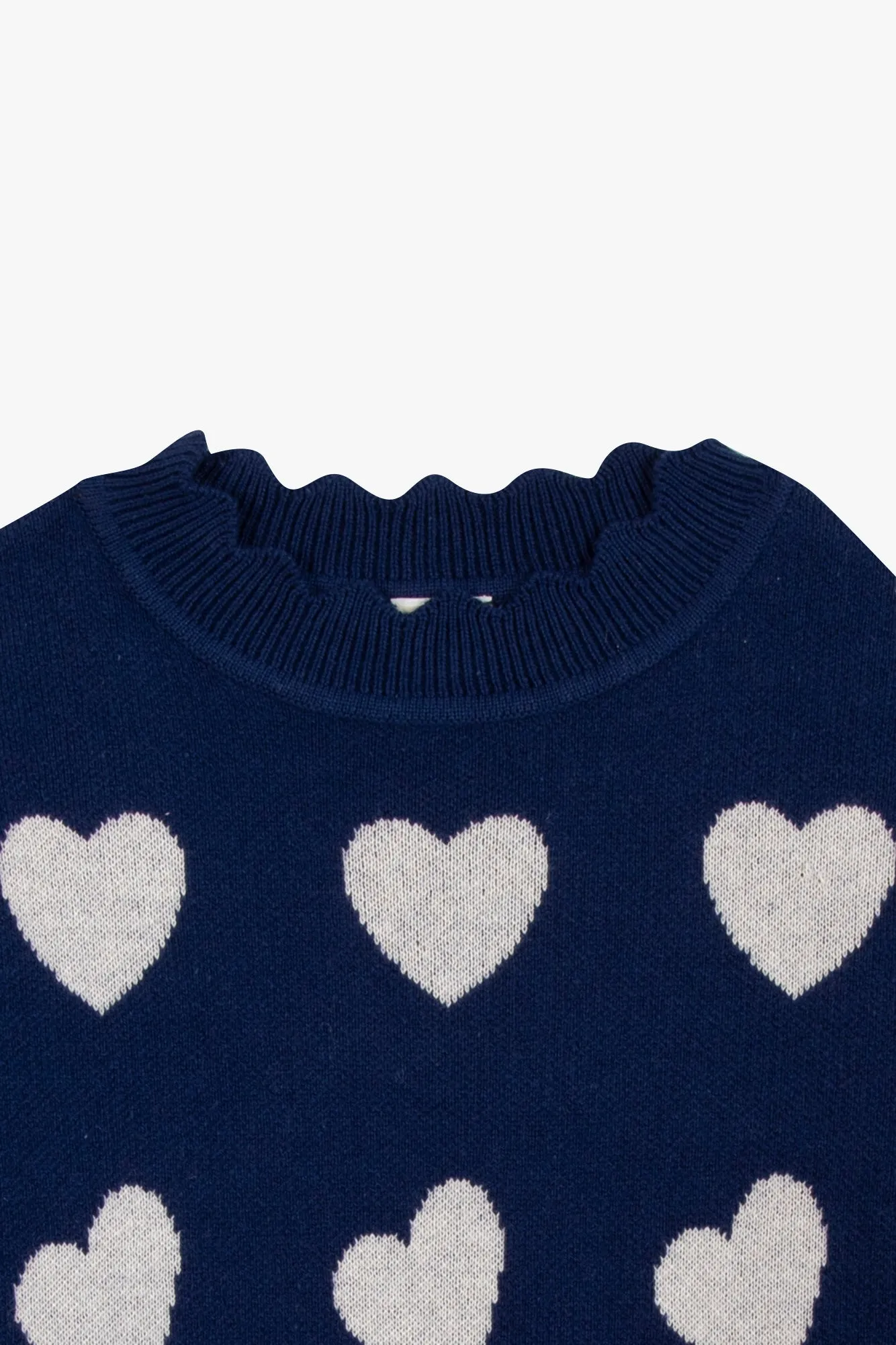 Bonton Mila pullover blå hvidt hjertemønster