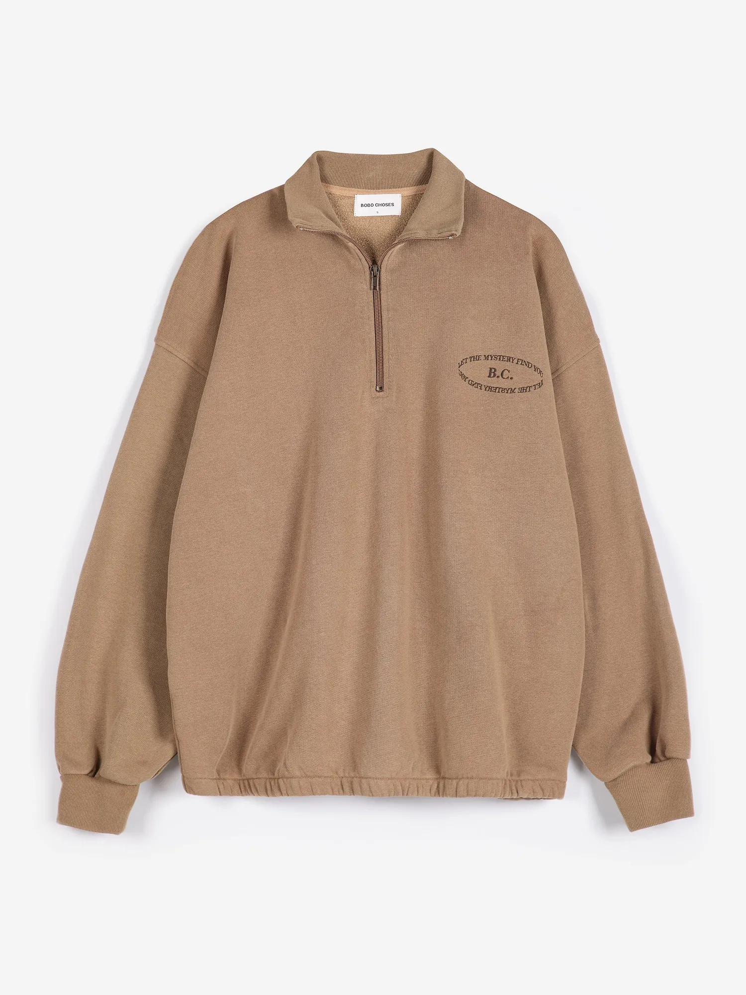 Bobo Choses All About Monsters half zip sweatshirt khaki
