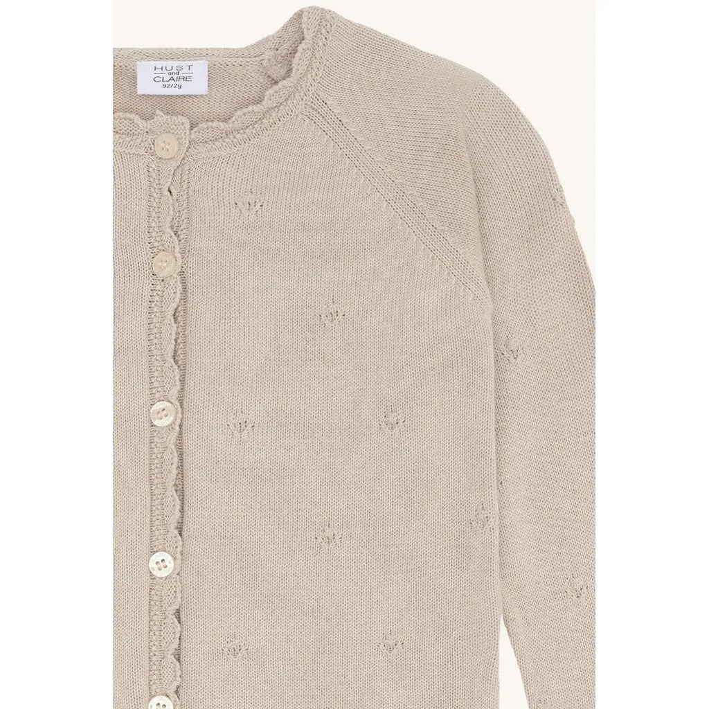 Hust & Claire HCCilja Pointelle cardigan Kit bomuld