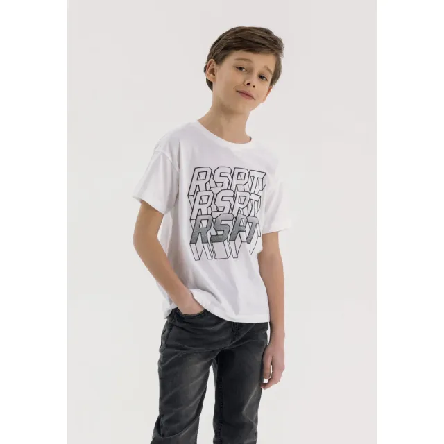 Minoti 38345 t-shirt hvid drenge bomuld