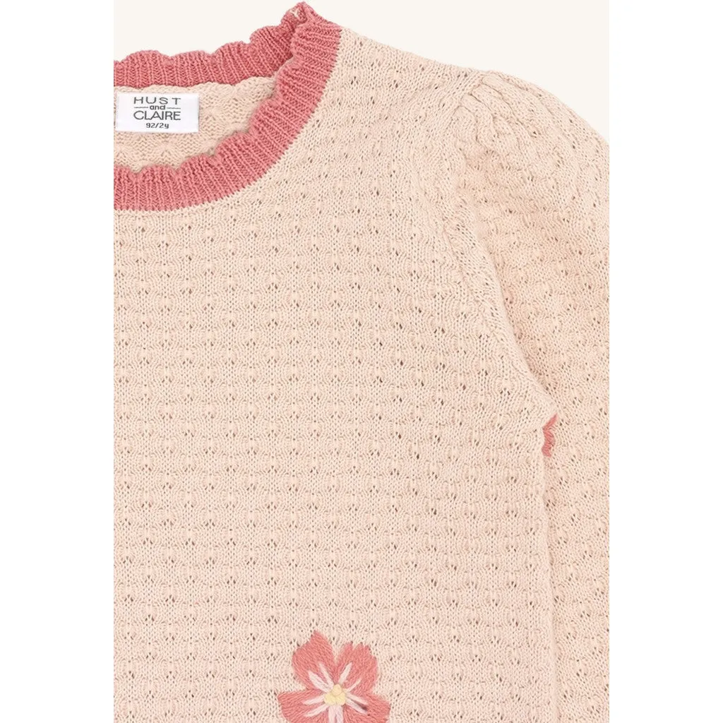 Hust & Claire HCPippa Flower pullover Quartz økologisk bomuld