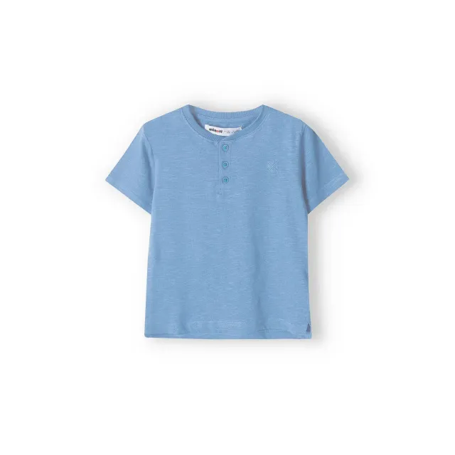 Minoti 38367 henley t-shirt lyseblå bomuld