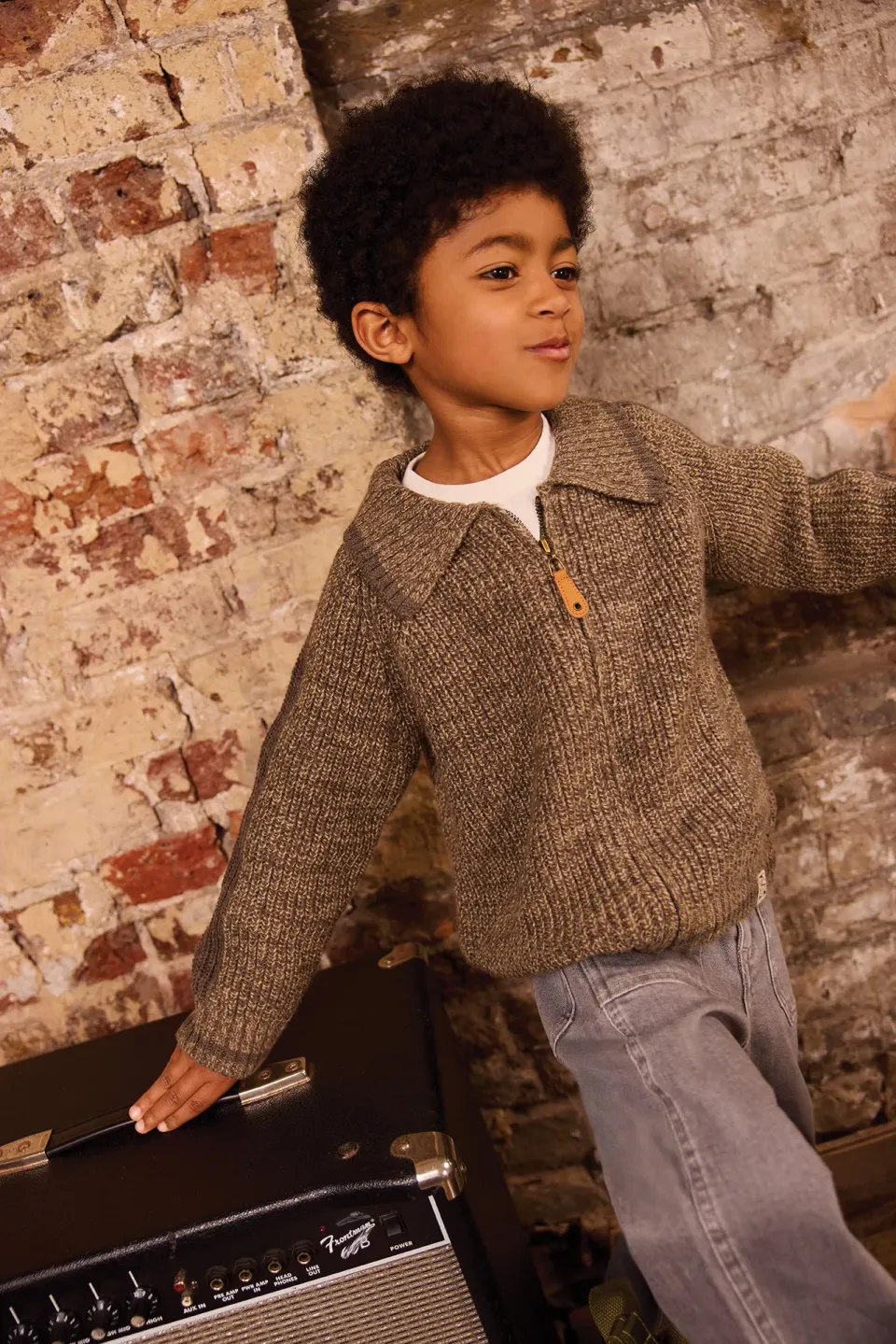 Bonton Pimpon Kaki cardigan kaki uld