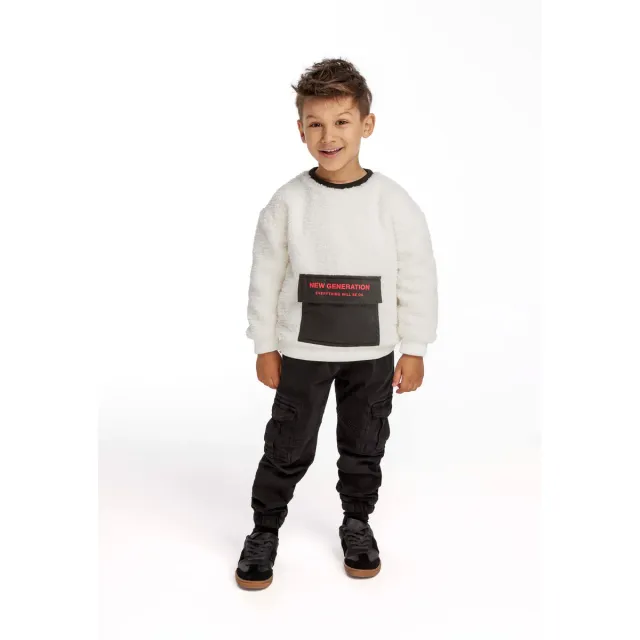 Minoti sweatshirt til drenge hvid teddyfleece