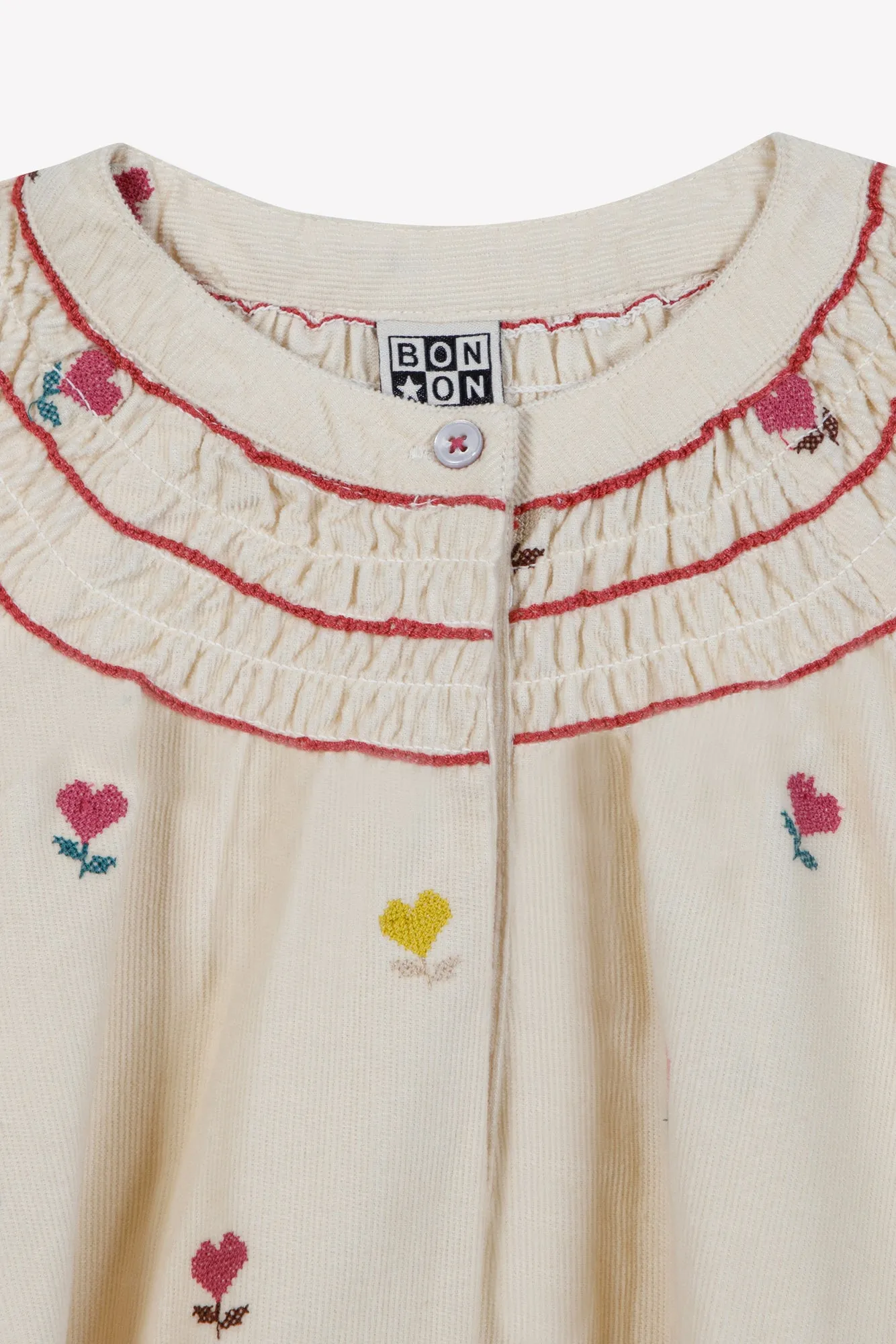 Bonton Poupée Cœurs Coton kjole velour med hjerter