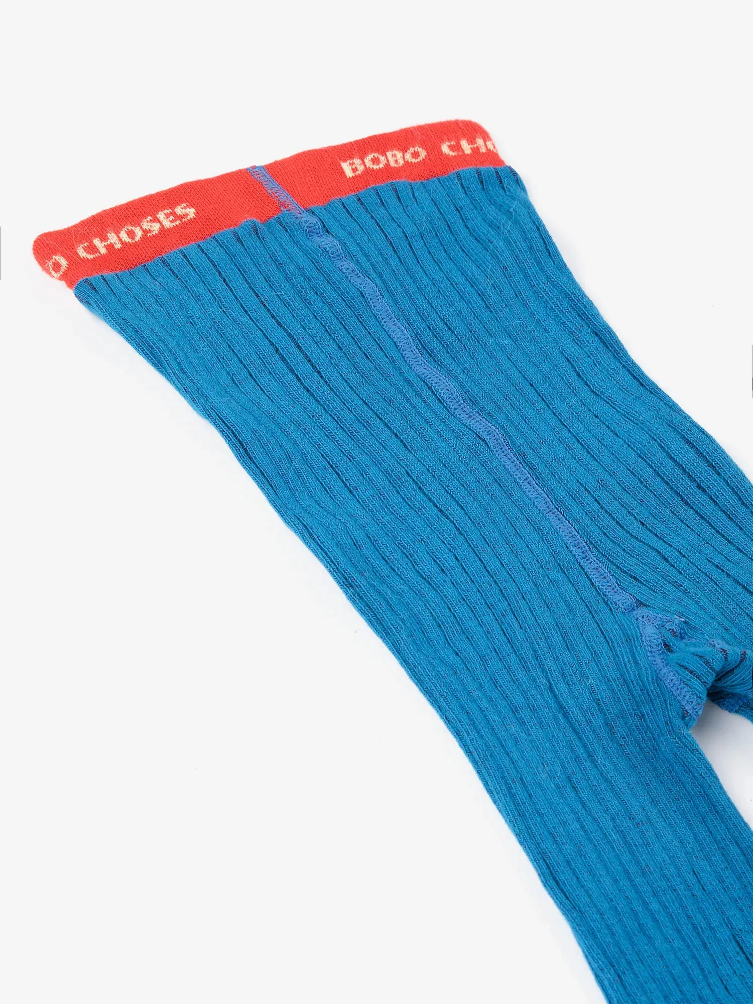 Bobo Choses ribbed strømpebukser blå økologisk bomuld