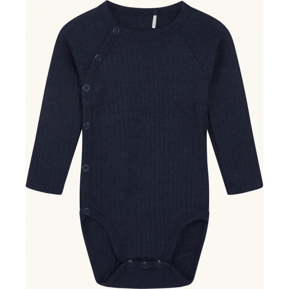 Hust & Claire Billi Pointelle body More Navy uld silke