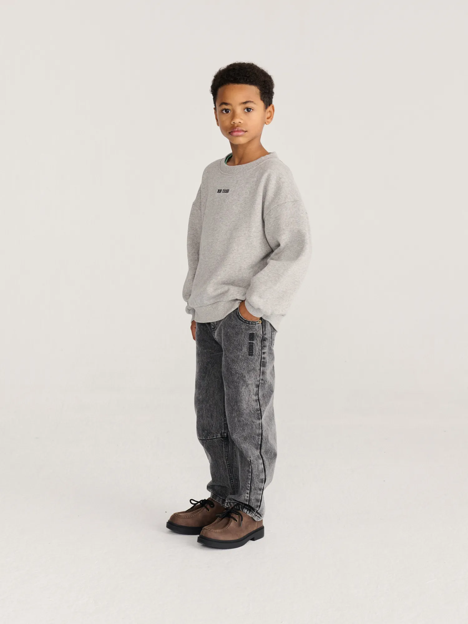 Bobo Choses Mush Monster Duo sweatshirt lysegrå økologisk