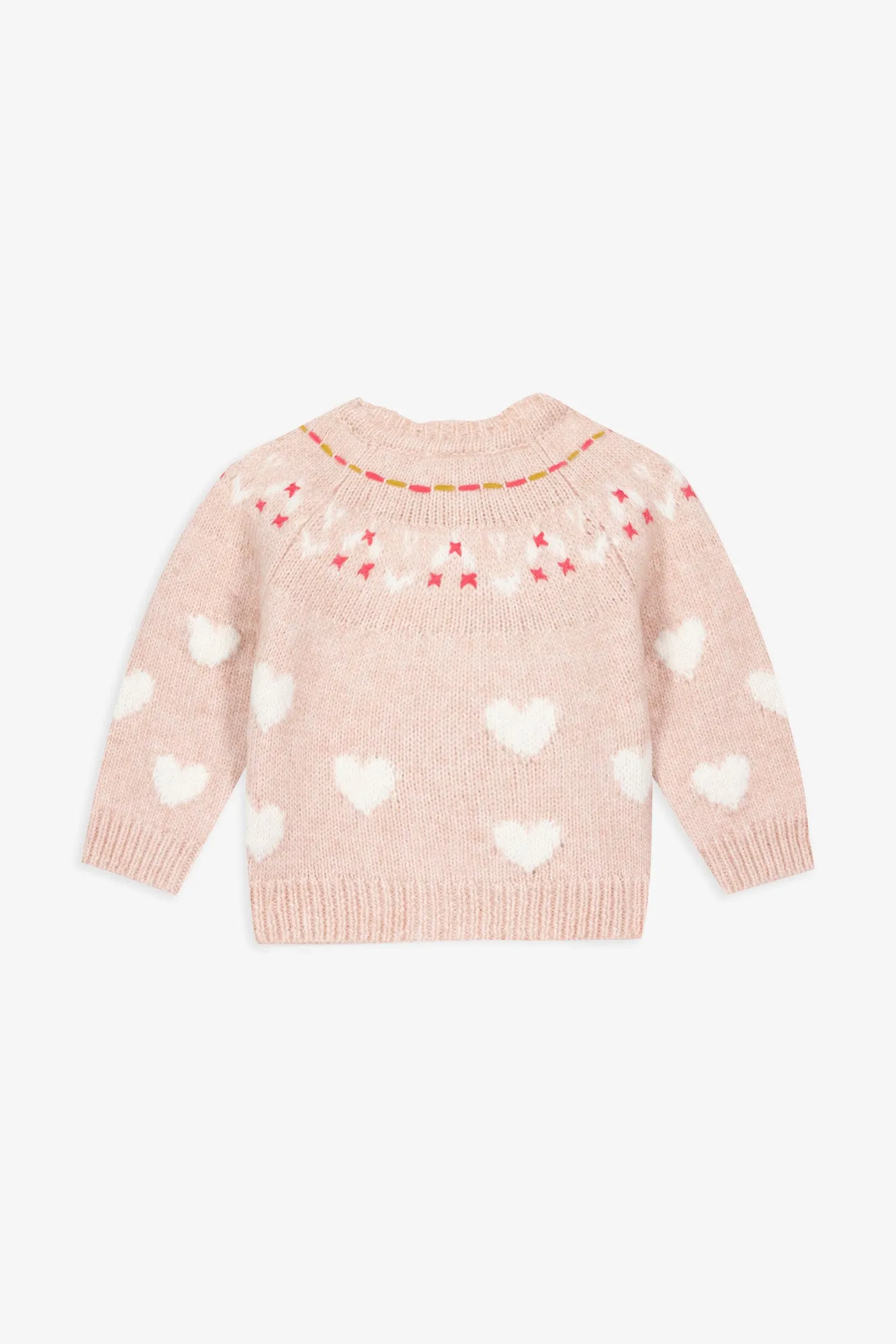 Bonton Pastel strikvest rosa hjerter babyuld