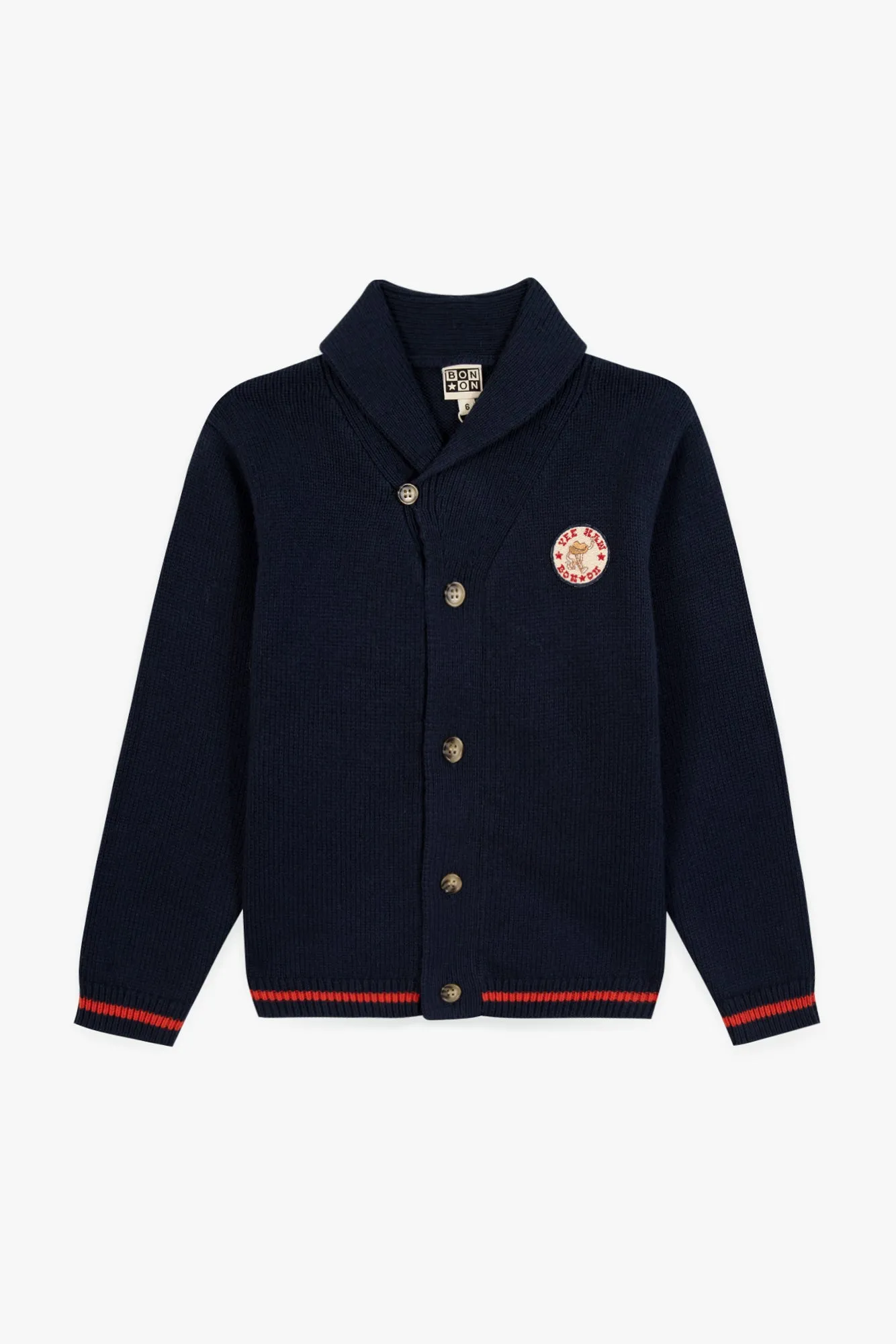 Bonton Hubert cardigan blå rib dreng