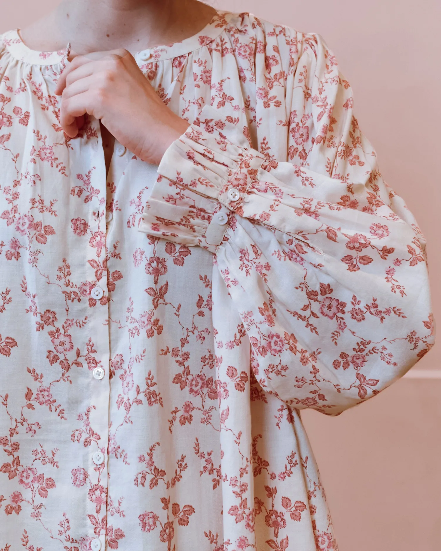 Emile et Ida Edounia Rosalie blouse ecru rosa økologisk