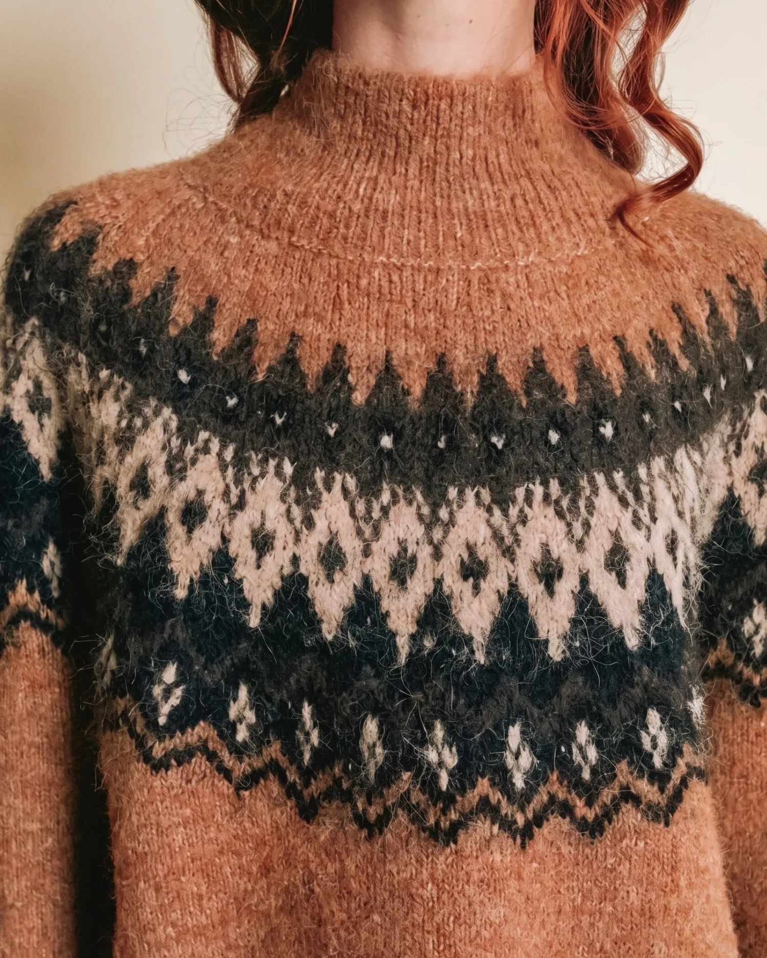 Emile et Ida Ecrin pullover karamel jacquard uld