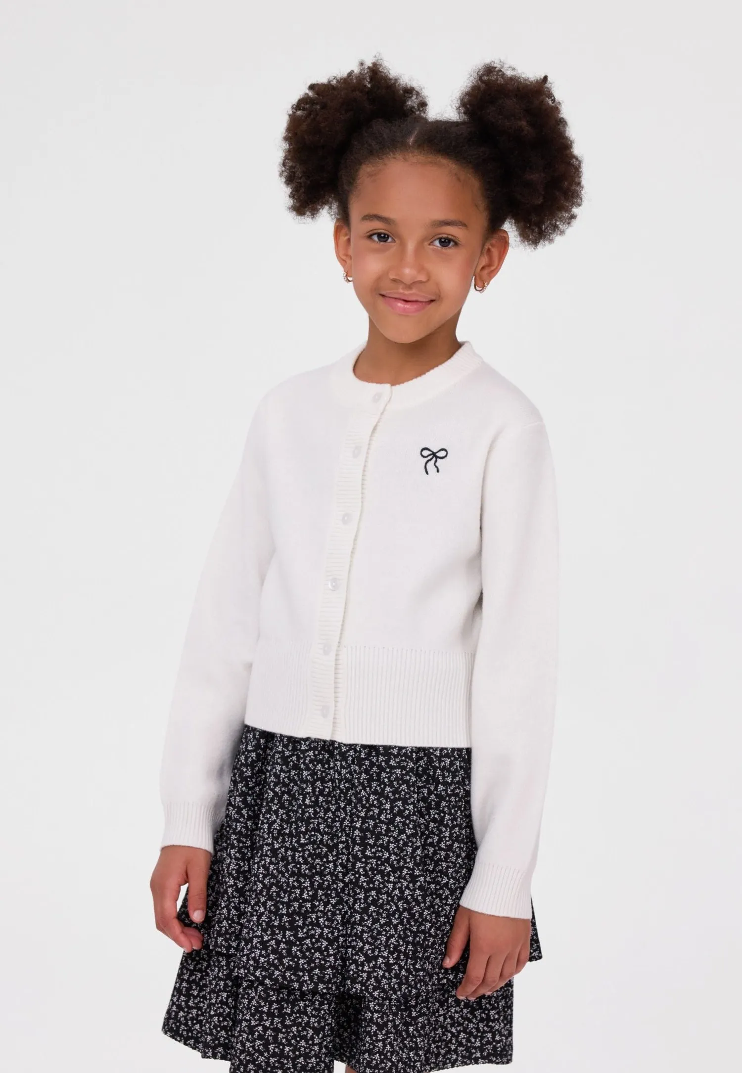 Minoti 45688 cardigan beige sløjfebroderi til piger