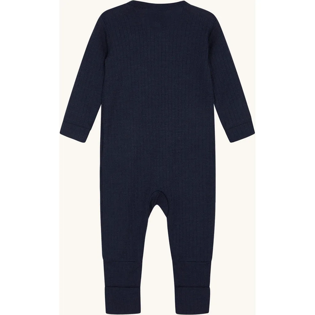 Hust & Claire Mili Pointelle sparkedragt More Navy uld silke