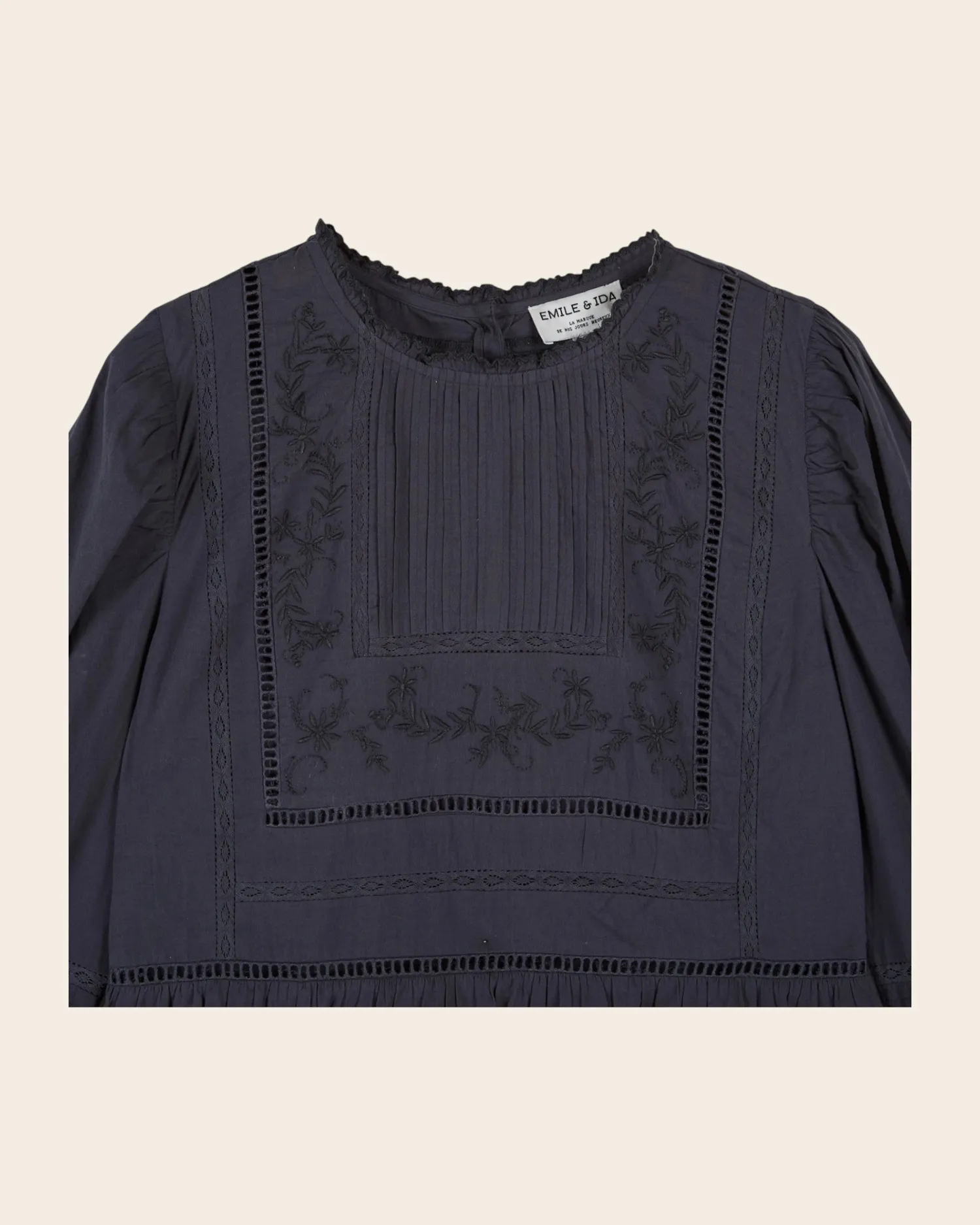 Emile et Ida Eglantine bluse broderet grå