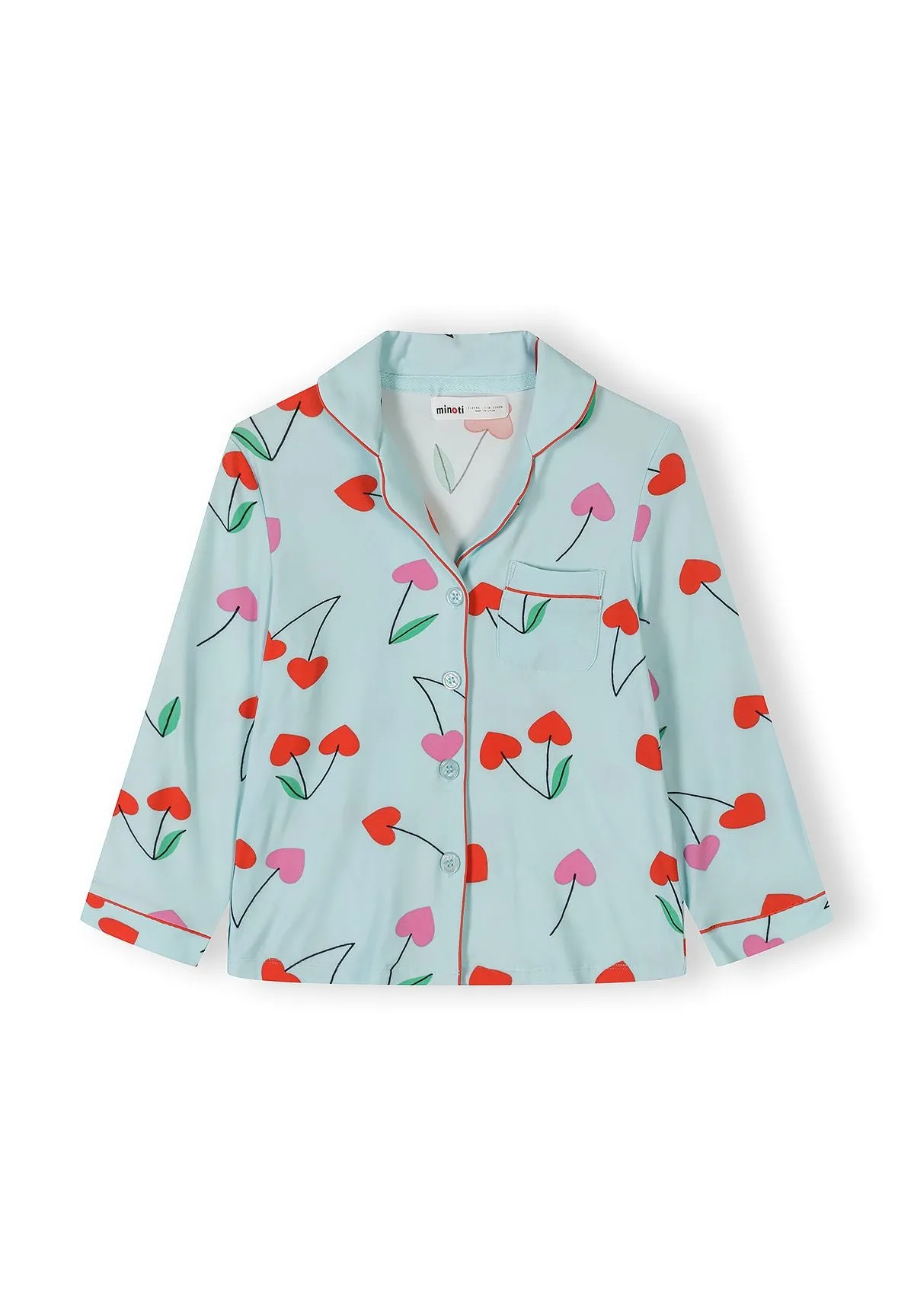 Minoti 44904 pyjamas lyseblå kirsebær pige