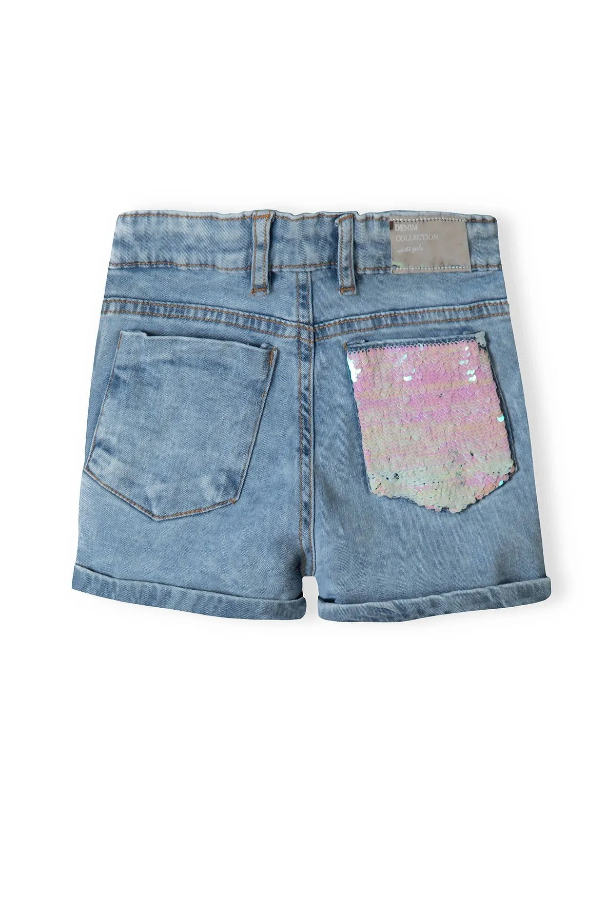 Minoti 38315 denimshorts pige lyseblå paillet