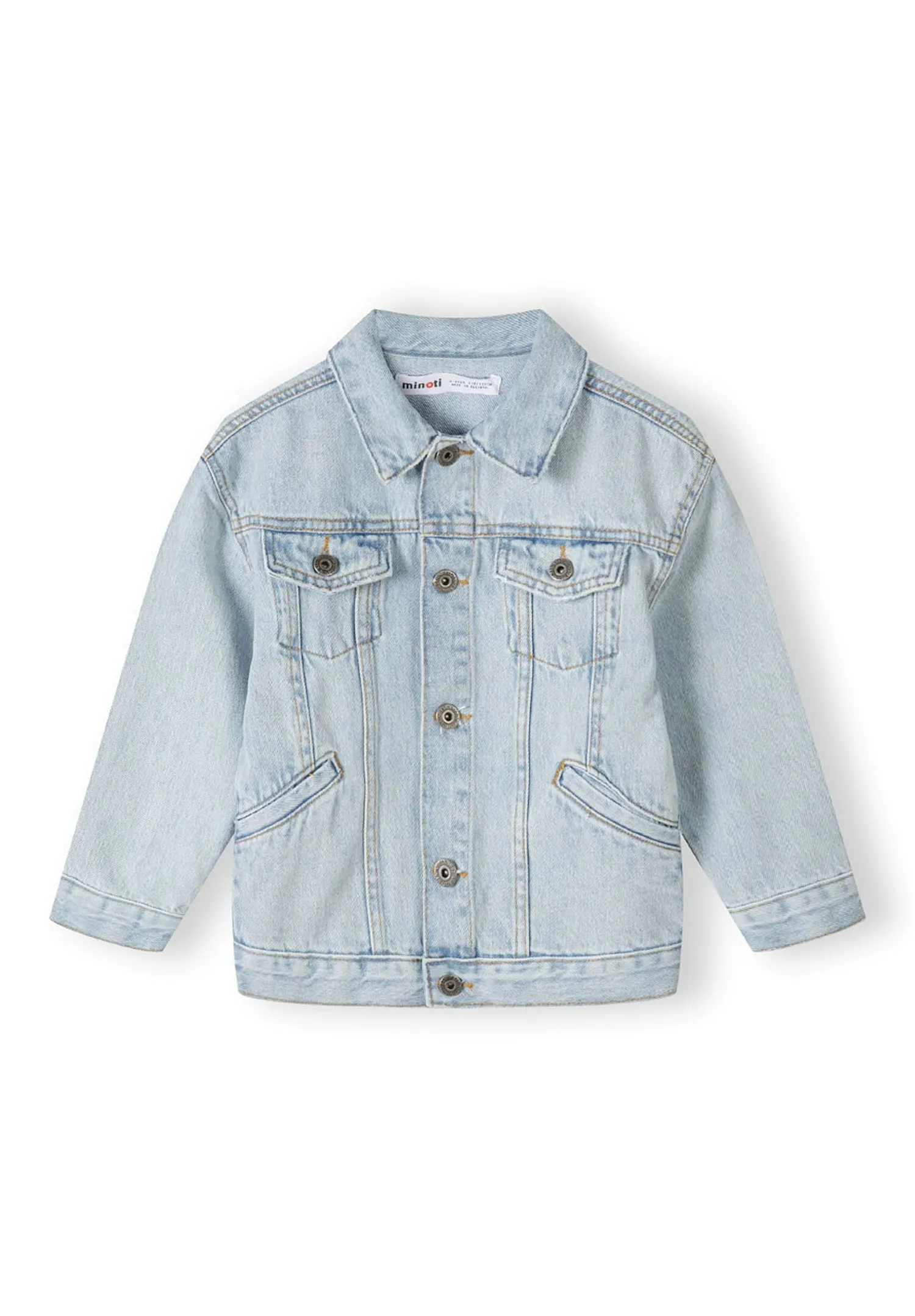 Minoti 42367 denimjakke lyseblå stonewash til drenge