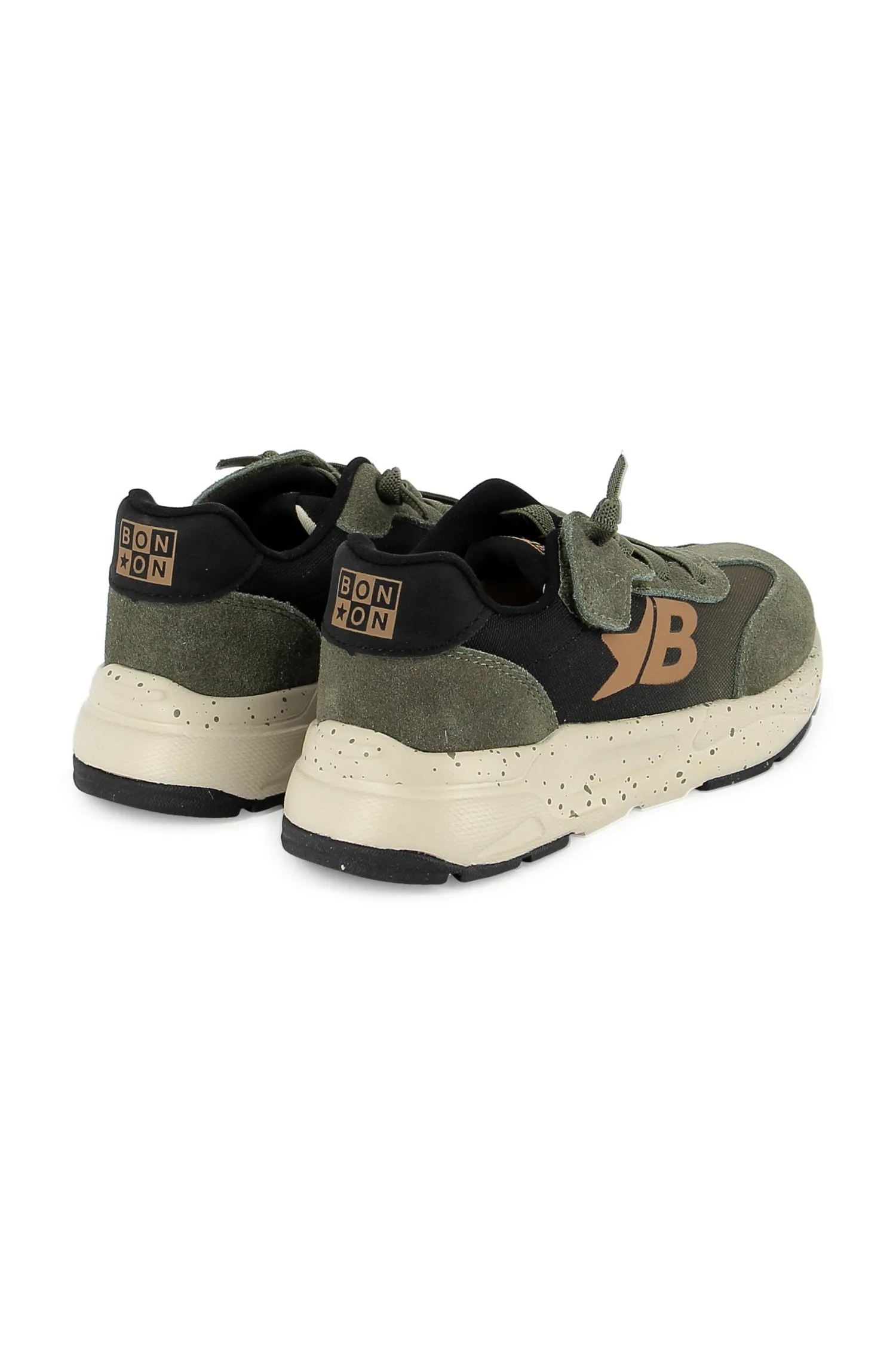Bonton Yard sneakers kaki hvide snøre børn