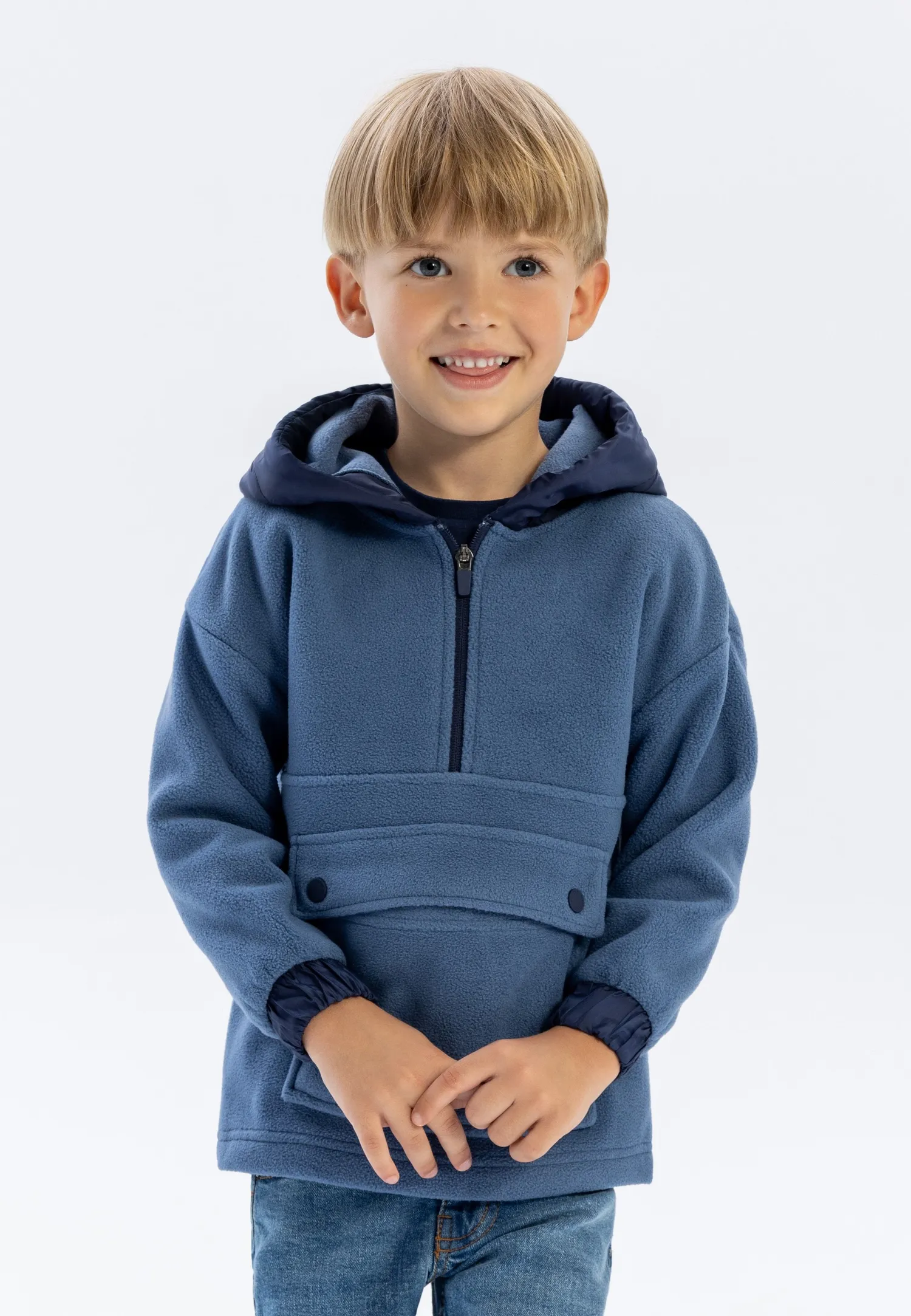 Minoti 41220 hoodie mørkeblå microfleece