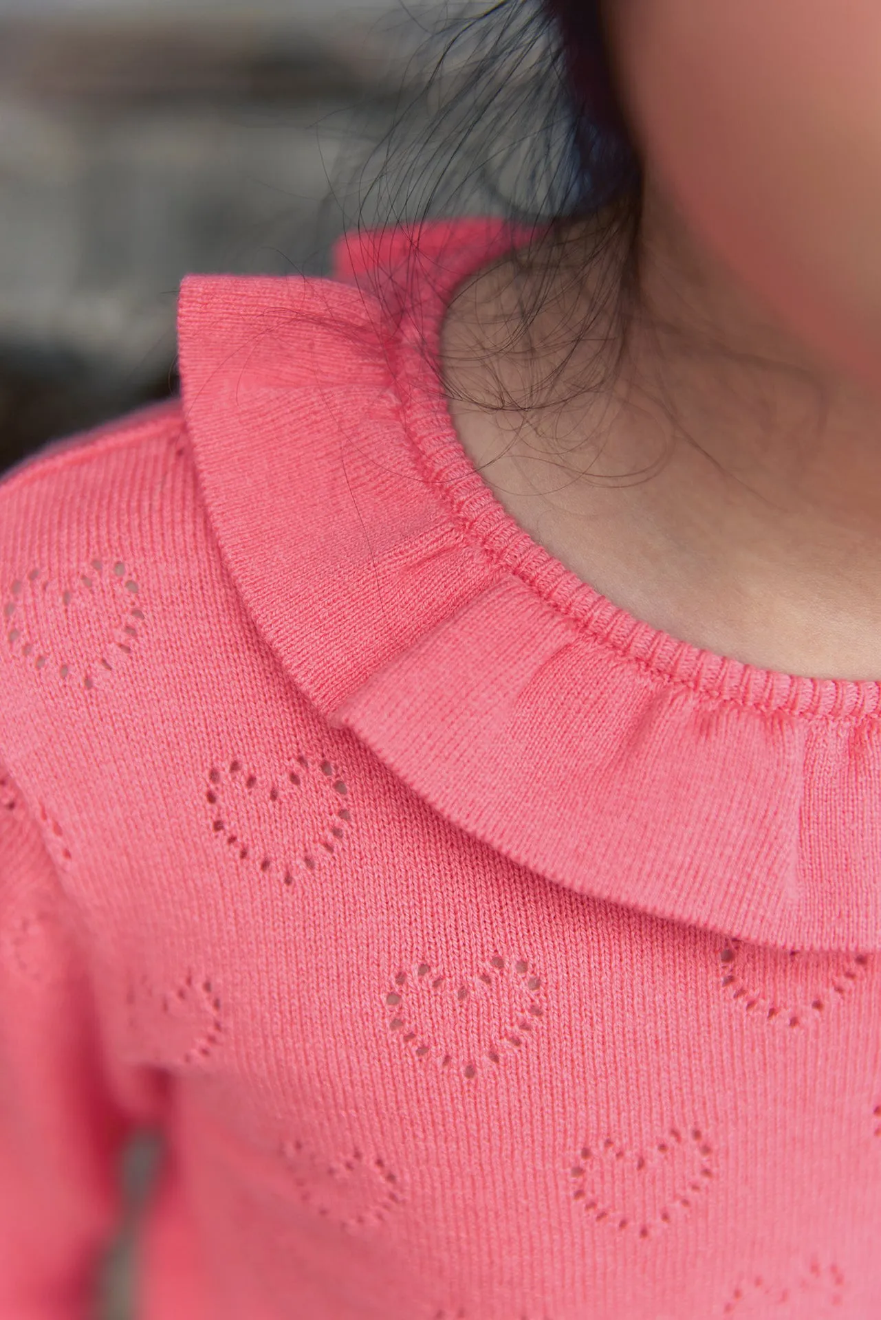 Bonton Milou Rose Faroe striktrøje rosa uld