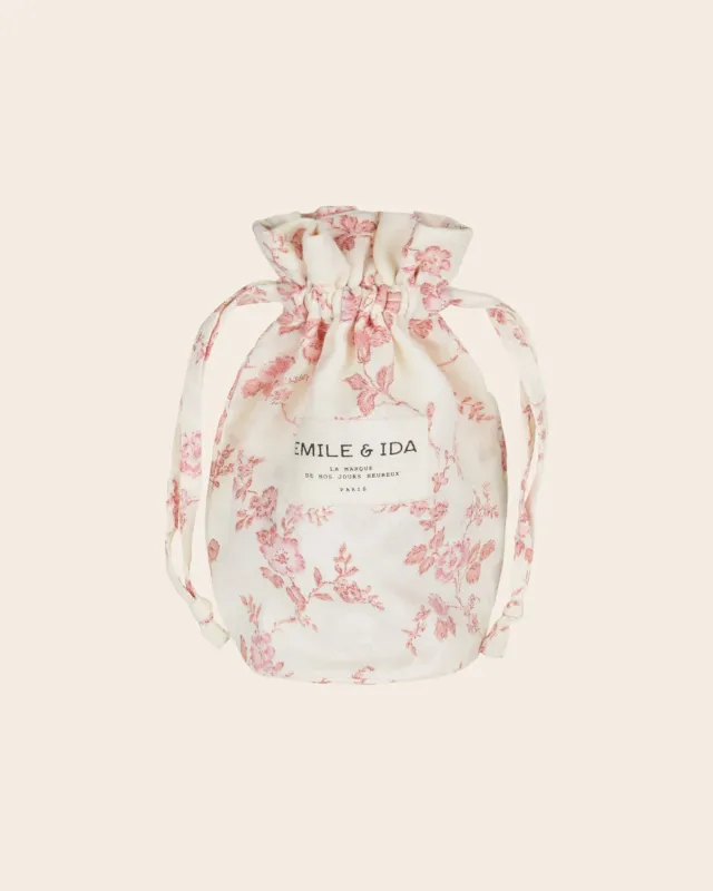 Emile et Ida Rosalie stofpose ecru rosa blomstret