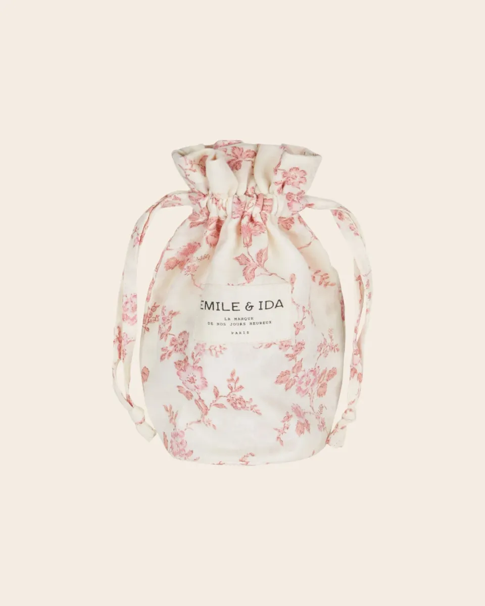 Emile et Ida Rosalie stofpose ecru rosa blomstret