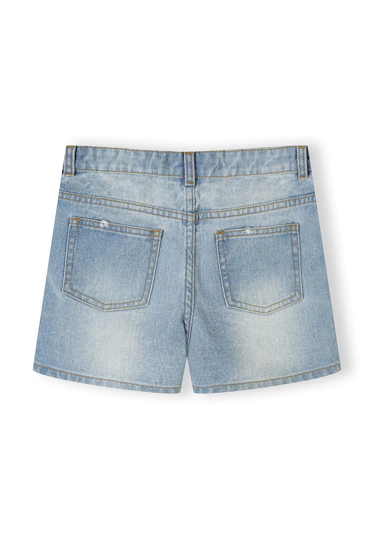 Minoti 44939 jeansshorts til piger blå 2-pak high waist