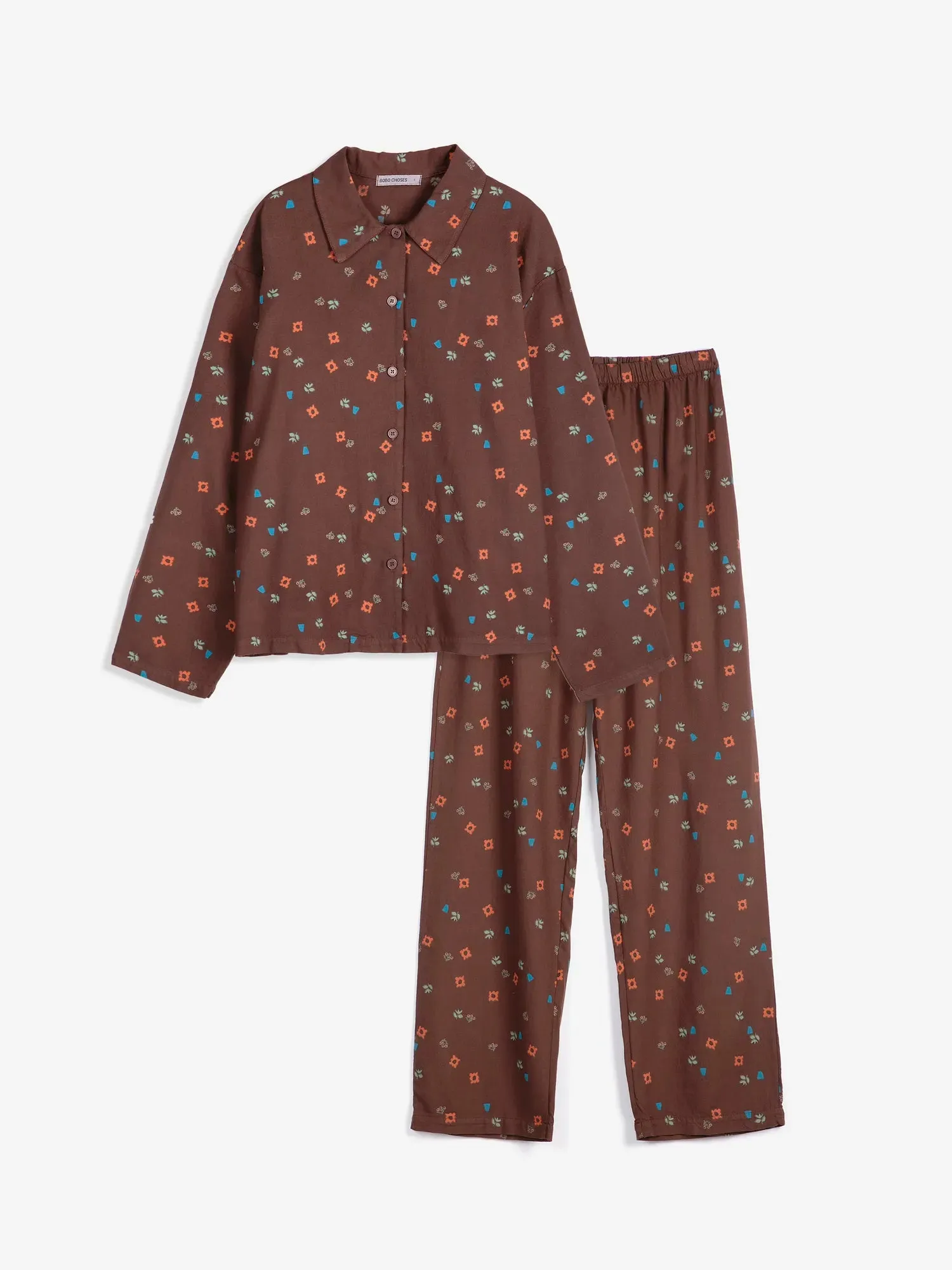 Bobo Choses Blossom fluid flannel nattøjssæt mørkebrun