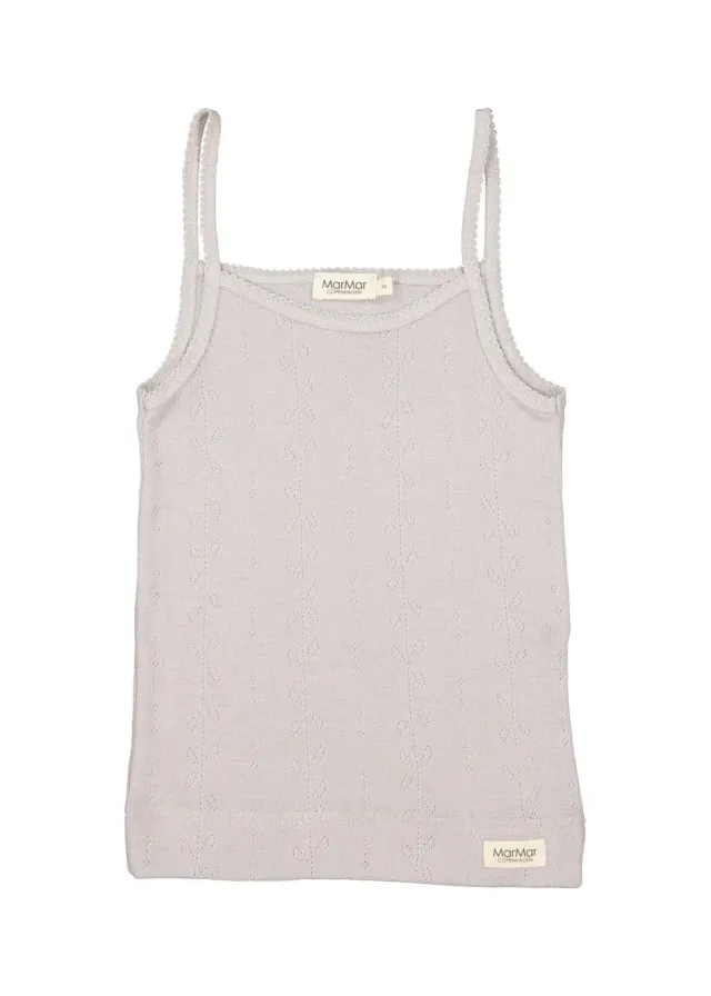 MarMar Wool Pointelle Strap Vest undertrøje Soft Dove uld