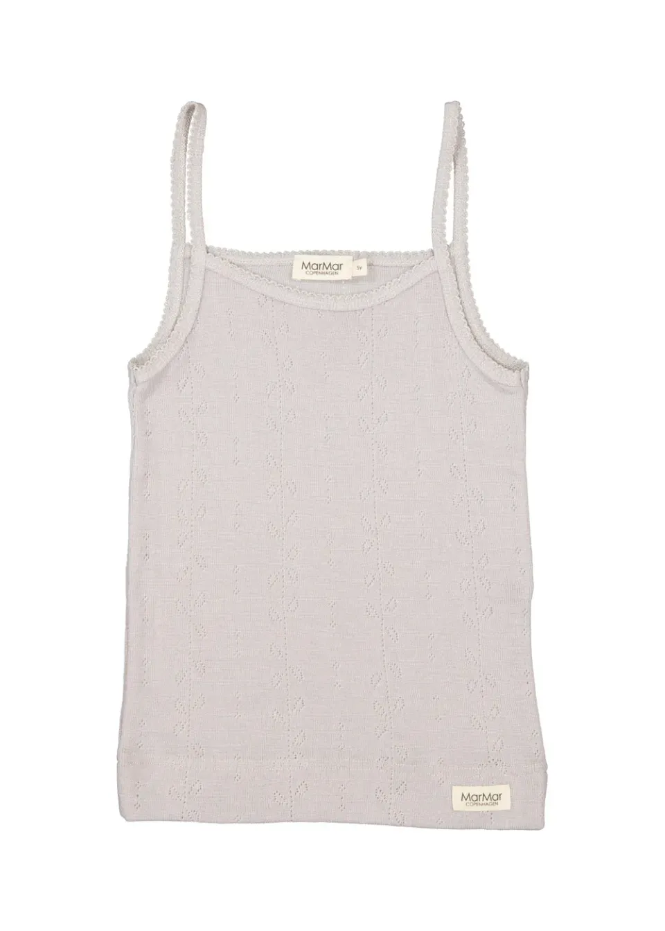 MarMar Wool Pointelle Strap Vest undertrøje Soft Dove uld