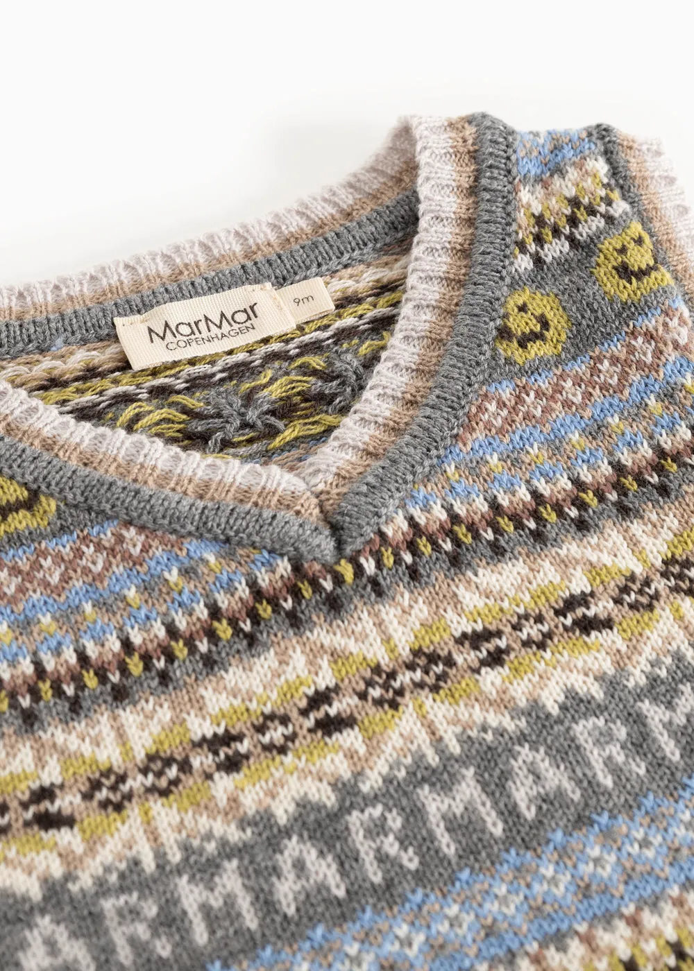 MarMar Taj B strikvest Fair Isle uld bomuld