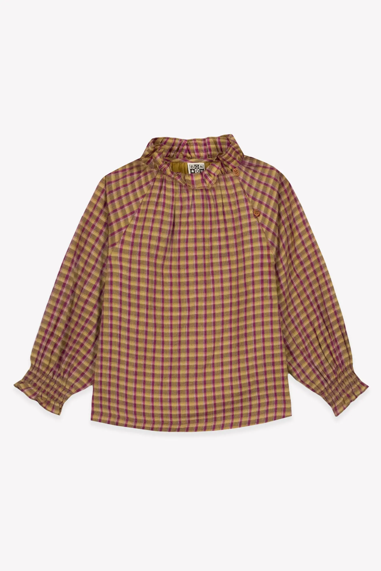 Bonton Pomme bluse ternet bomuld flæsekrave