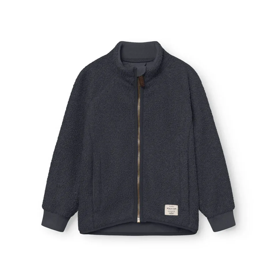 MINI A TURE Matcedric teddyfleecejakke Forged iron blue Øko