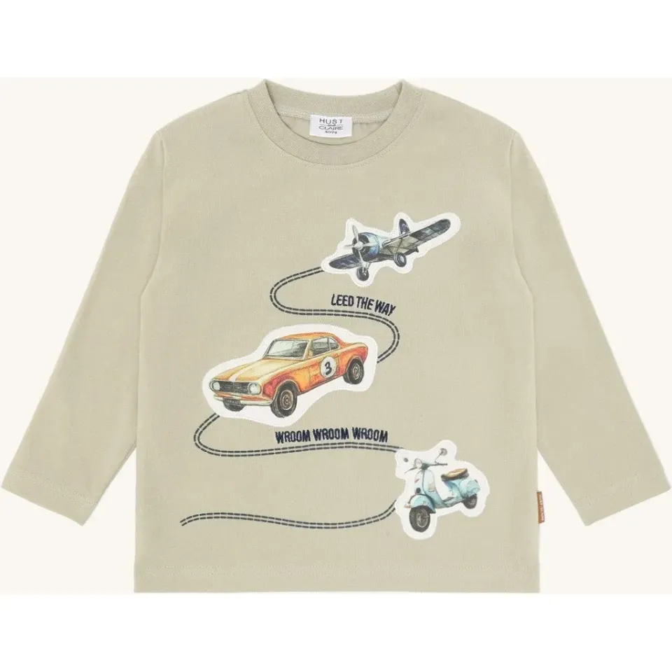 Hust & Claire Anton Retro road langærmet T-shirt Greene Stone